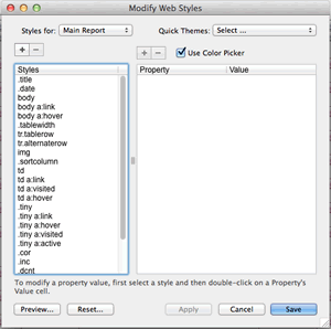Modify Styles Window